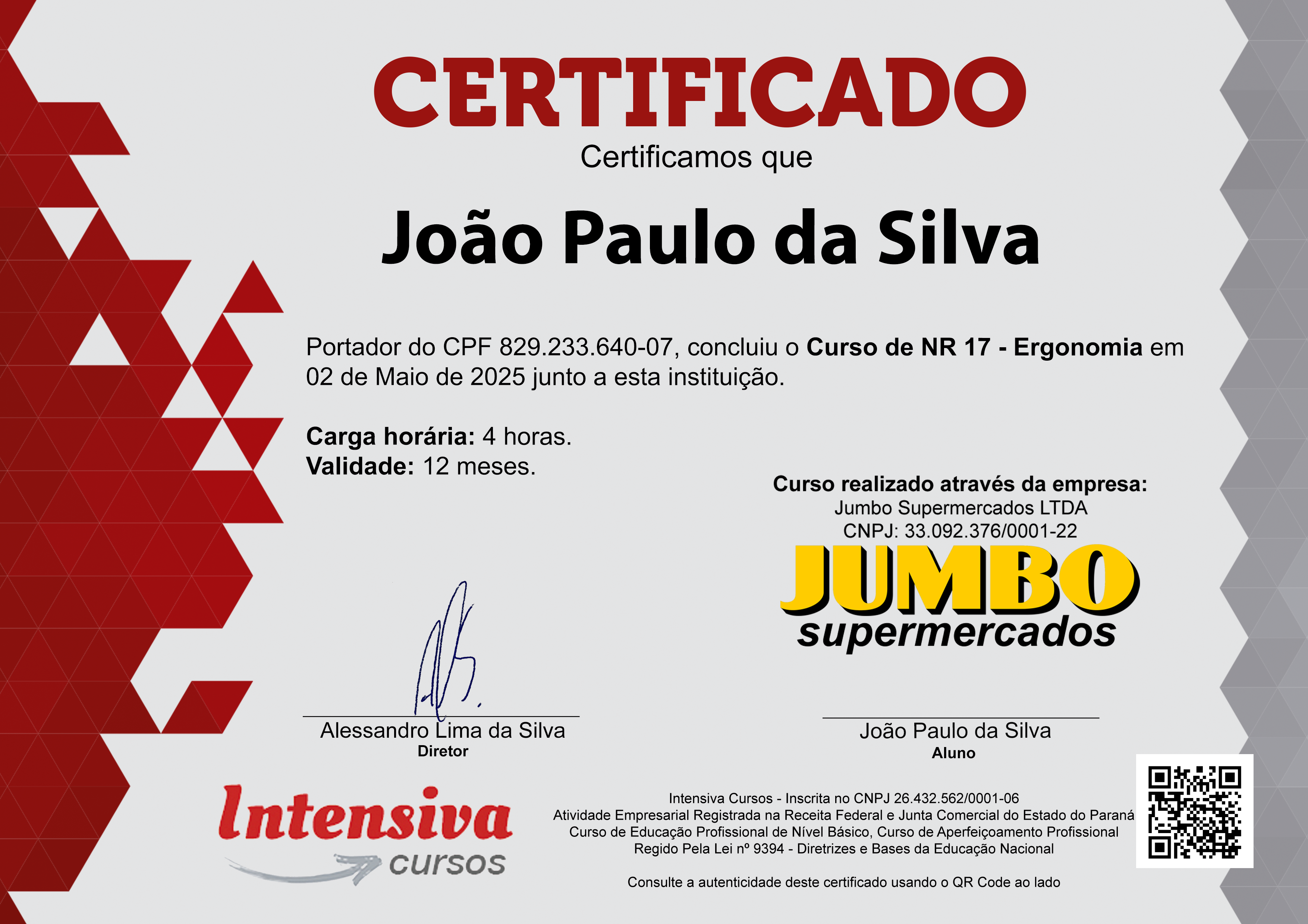 Personalização dos certificados com logo e nome da empresa